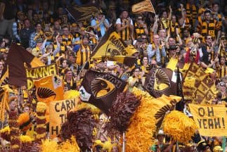 Heather McCartney aprovechó la victoria de Hawthorn Hawks para desnudarse.