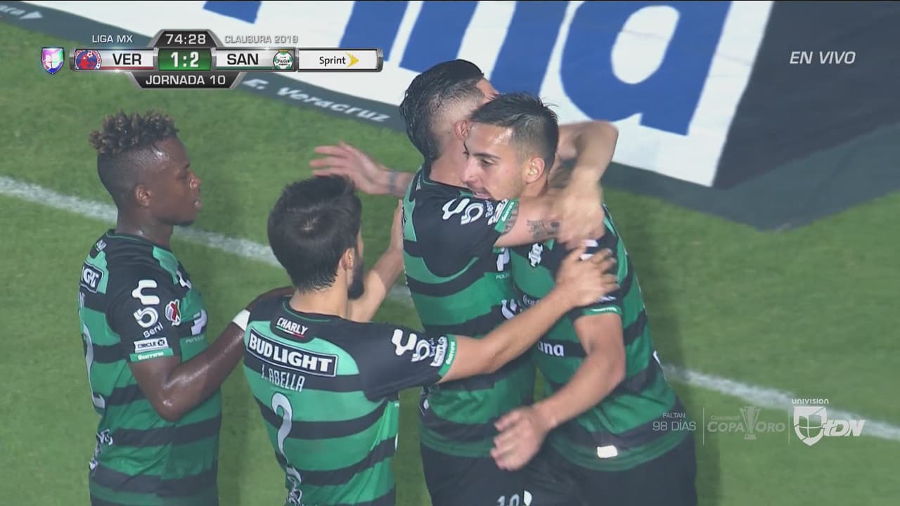 Cuarto gol de Marcelo Javier Correa para el 2-1 de Santos a Veracruz y huele a descenso