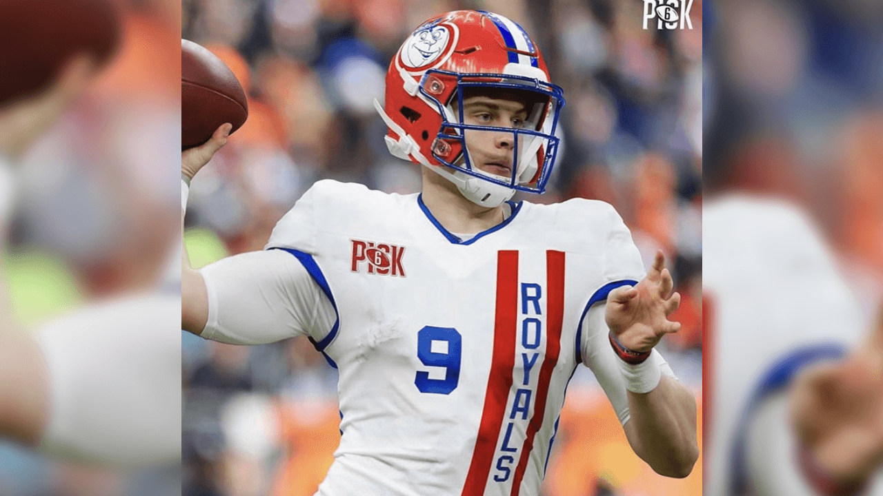 <b>Joe Burrow</b>
<br>- En el periodo de 1957-1972 existió el equipoo de Cincinnati Royals y ahora son Sacramento Kings. A pesar de ser un equipo eextinto con aquel nombre, le da personalidiaad a un uniforme de la NFL. 
<br>- Así se vería Joe Burrow, selección global del Draft 2020 de la NFL.