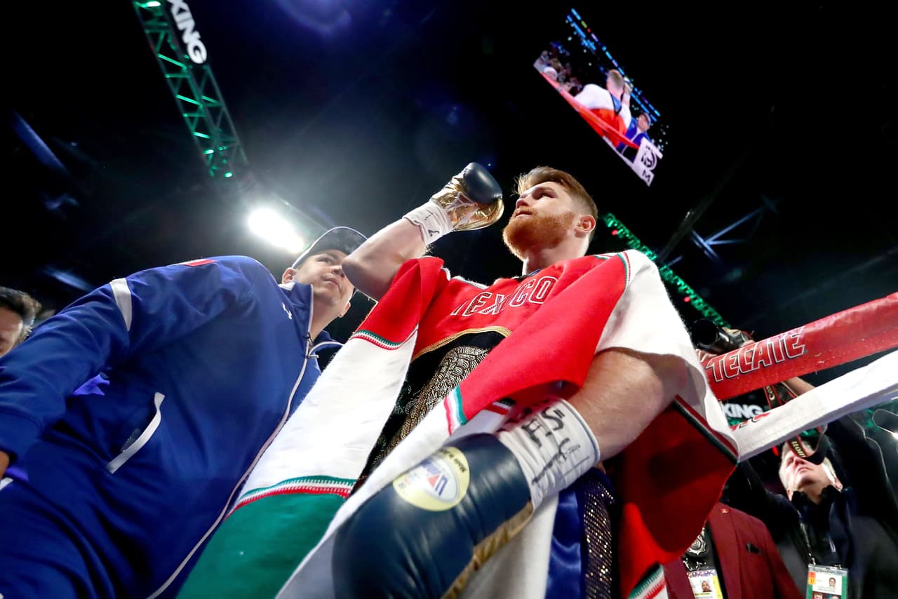 LAS VEGAS, NV - SEPTEMBER 16: Canelo Alvarez enters the ring to take on Gennady Golovkin before their WBC, WBA and IBF middleweight championionship bout at T-Mobile Arena on September 16, 2017 in Las Vegas, Nevada. (Photo by Al Bello/Getty Images)
