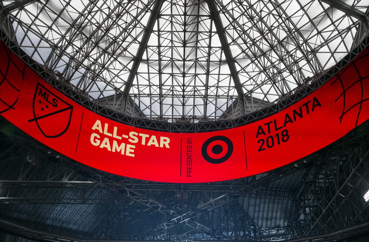 Oct 23, 2017; Atlanta, GA, USA; General view of the pitch during the MLS announcement that Atlanta will host the 2018 MLS All-Star game at Mercedes-Benz Stadium. Mandatory Credit: Jason Getz-USA TODAY Sports