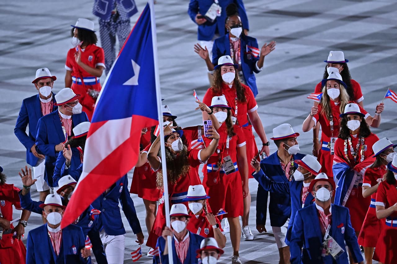 La delegación de Puerto Rico, que lleva al evento 37 atletas en total.