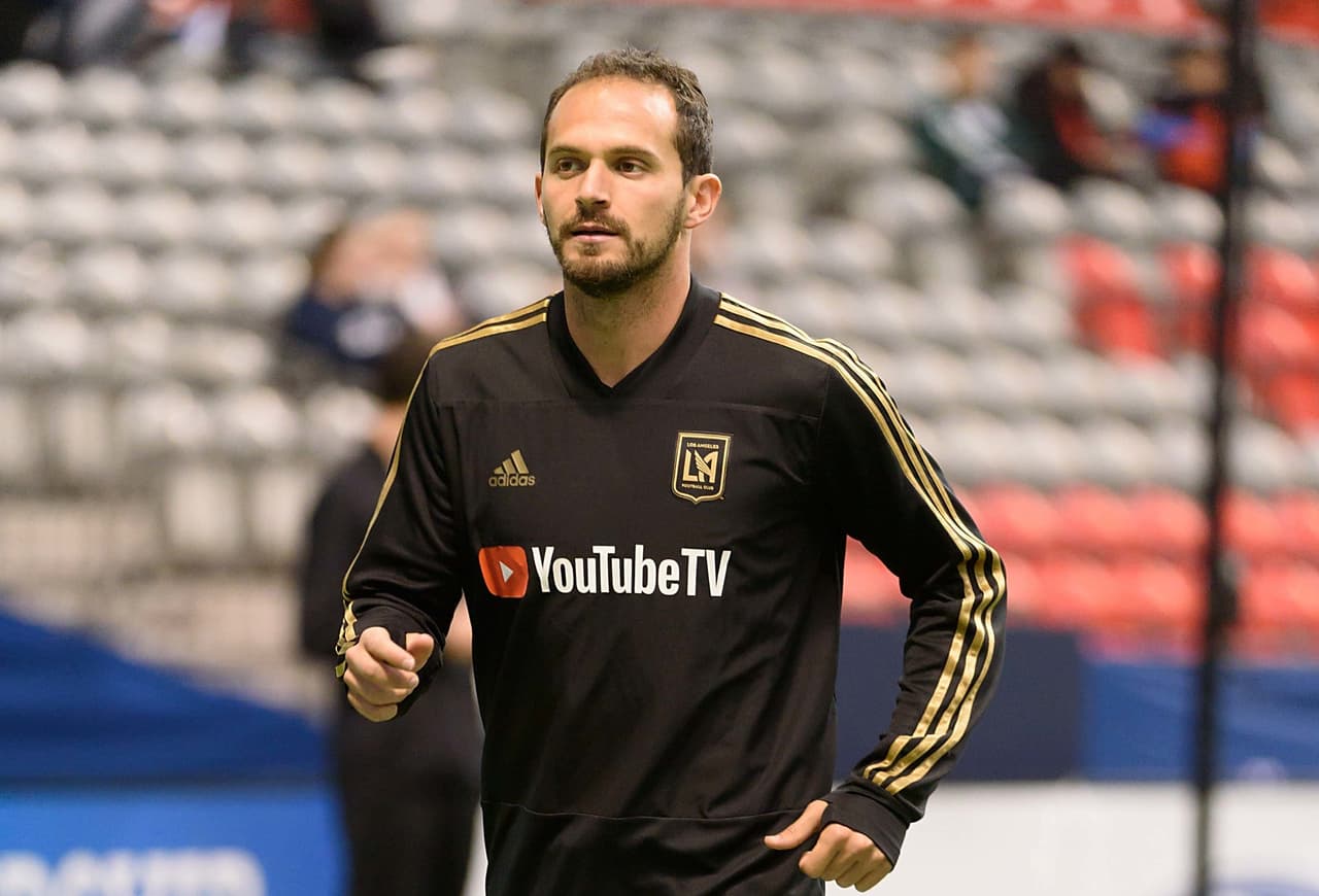 Apr 13, 2018; Vancouver, British Columbia, CAN; Los Angeles FC forward Marco Urena (21) warms up against the Vancouver Whitecaps during the first half at BC Place. Mandatory Credit: Anne-Marie Sorvin-USA TODAY Sports