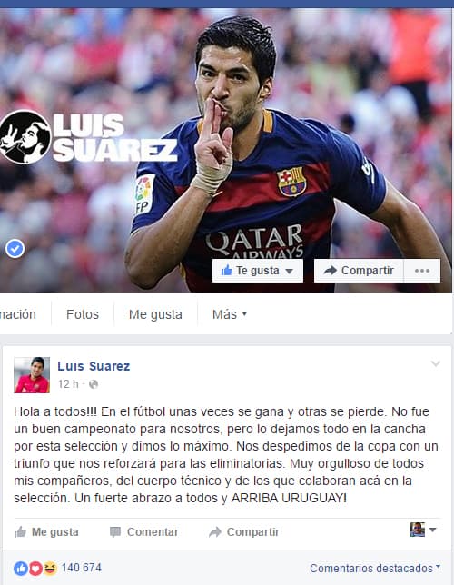 El mensaje dEL 'Pistolero' en su cuenta de Facebook