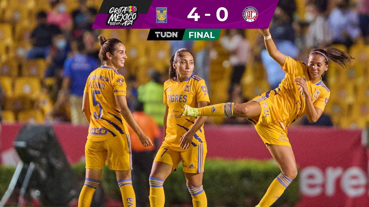 ¡Imbatibles! Tigres golea al Toluca y suma siete triunfos al hilo