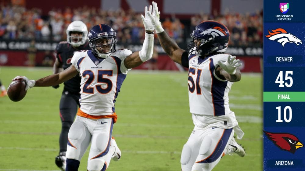 El jueves por la noche la defensiva de los Broncos hizo gran parte del trabajo y Denver cortó cadena de cuatro derrotas en fila ap apabullar a, presumiblemente, el peor equipo de la NFL.