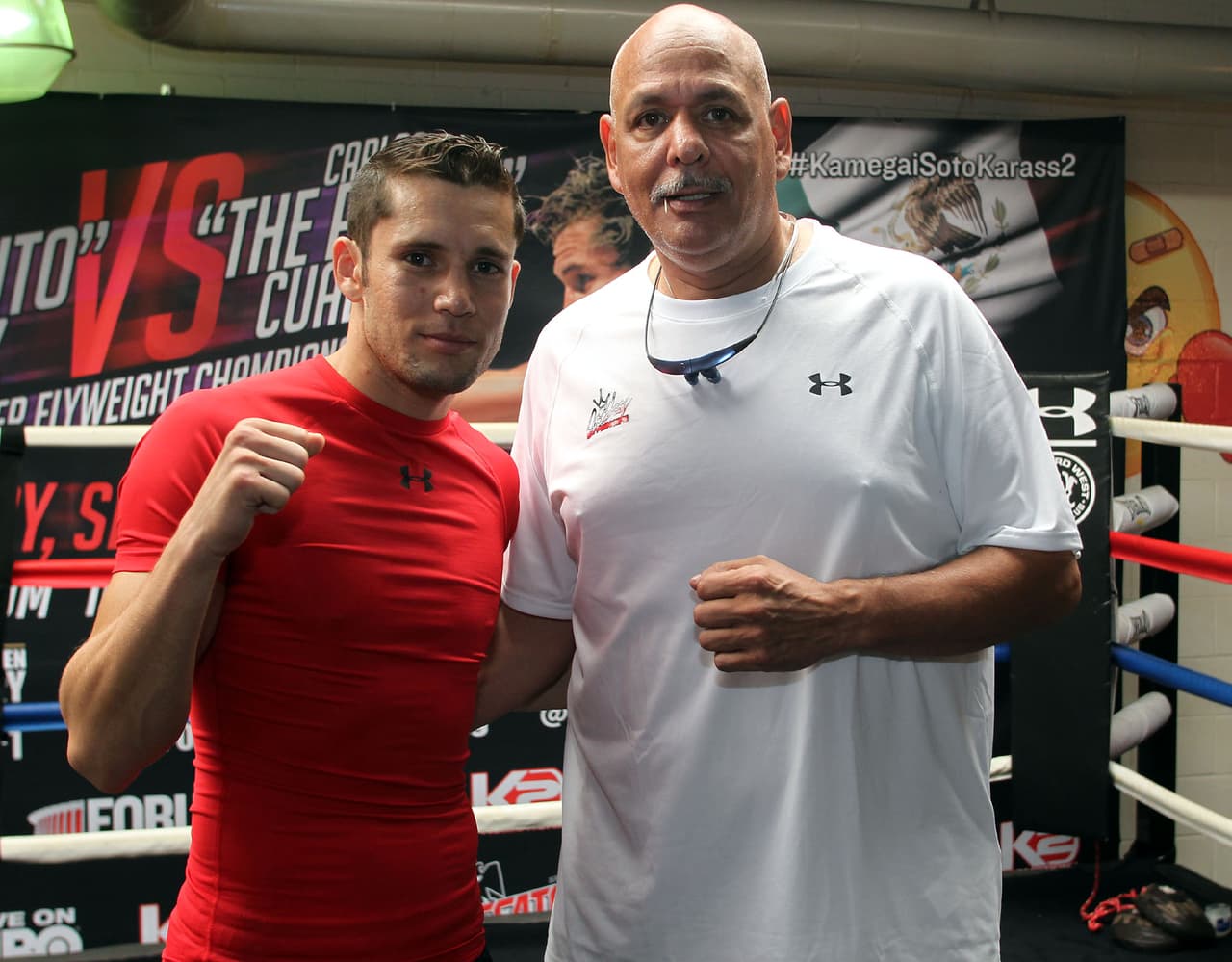 CuadrasRomán 'Chocolatito' González y Carlos Cuadras ofrecieron un entrenamiento abierto y mostraron sus armas.