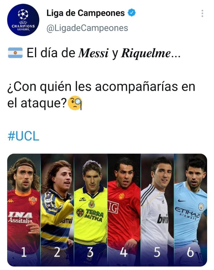La Champions League celebra a Messi y Riquelme, pues comparten cumpleaños.