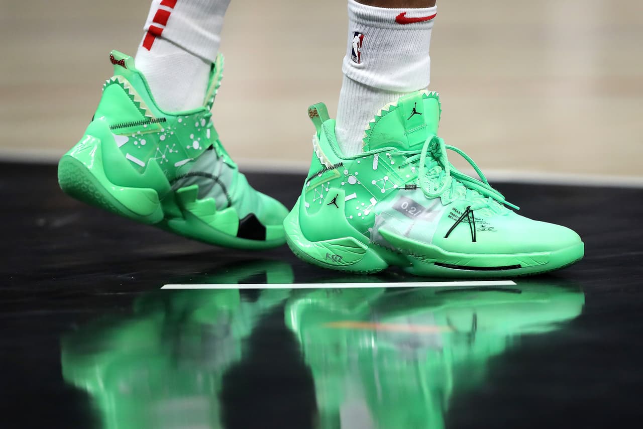 Los tenis Nike de Russell Westbrook #0 de Houston Rockets.
