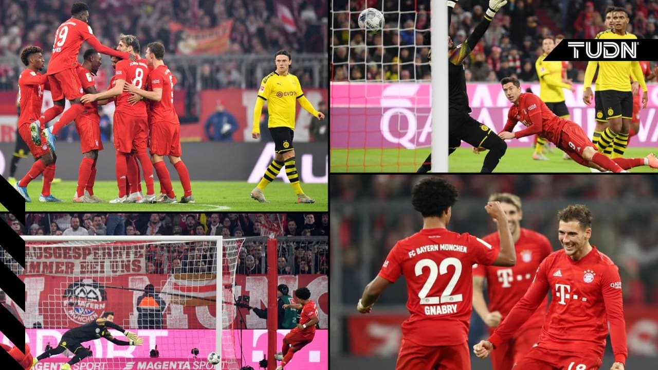 Por Bayern marcaron Lewandowski (17’, 76’) y Gnabry (47’). El autogol fue de Hummels (80’).