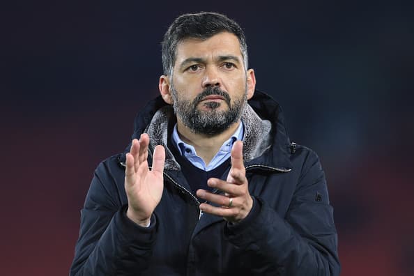 LIVERPOOL, ENGLAND - MARCH 06: Porto coach Sergio Conceicao applauds the support after the UEFA Champions League Round of 16 Second Leg match between Liverpool and FC Porto at Anfield on March 6, 2018 in Liverpool, England. (Photo by Simon Stacpoole/Offside/Getty Images)