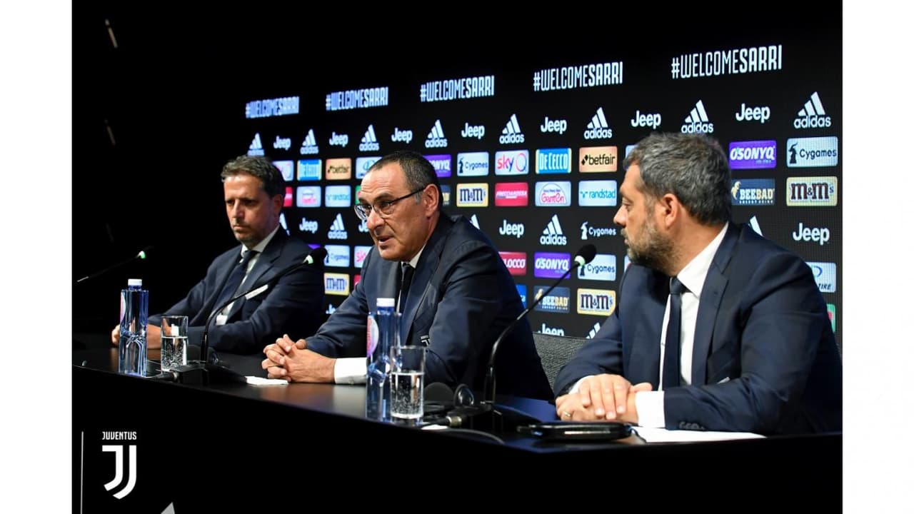 "Estoy muy contento de estar hoy acá", fueron las primeras palabras de Maurizio como entrenador de la Vecchia Signora.