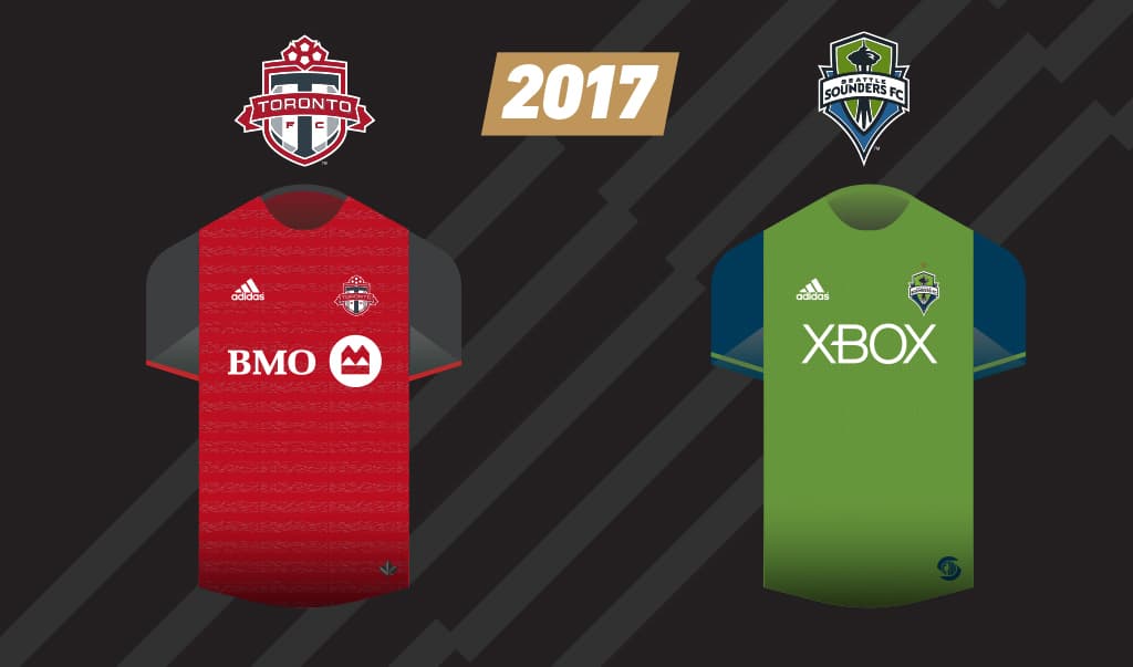 Para la revancha, Seattle busca la misma suerte vistiendo prácticamente igual que en 2016, mientras que Toronto sigue de rojo pero con mangas grises tomando una página del diseño de su rival.