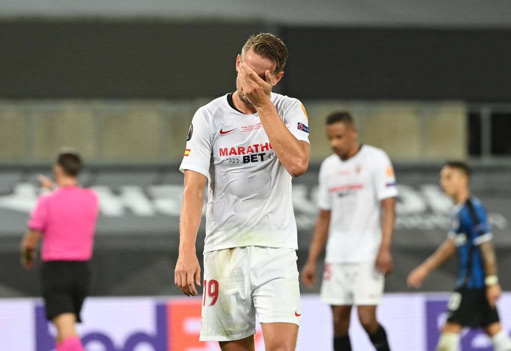 Al descanso del medio tiempo, Sevilla mantenía un mayor porcentaje de posesión del balón.