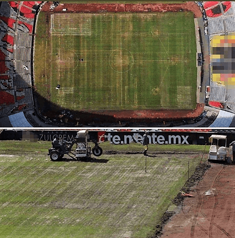 Las imágenes con daños en el terreno de juego del Azteca fluyeron y fluyeron, acrecentando la posibilidad de una cancelación del Monday Night Football entre Chiefs y Rams.