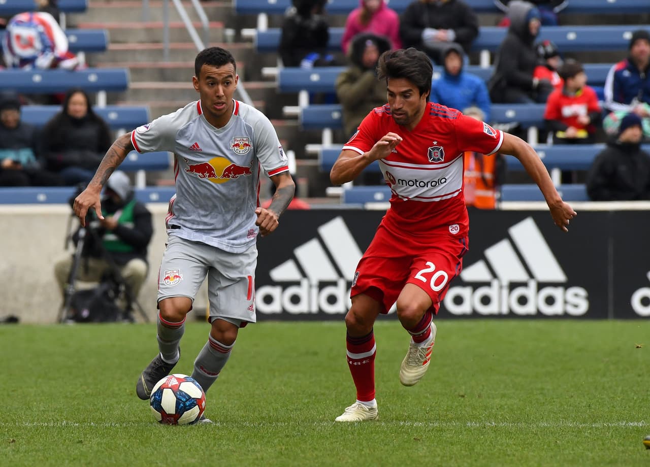 'Kaku' Romero Gamarra, Nico Gaitán NYRB v Chicago Fire MLS 2019