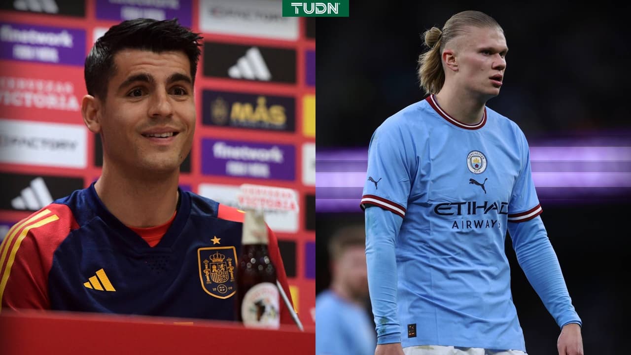 Álvaro Morata celebra que Haaland no enfrente a España