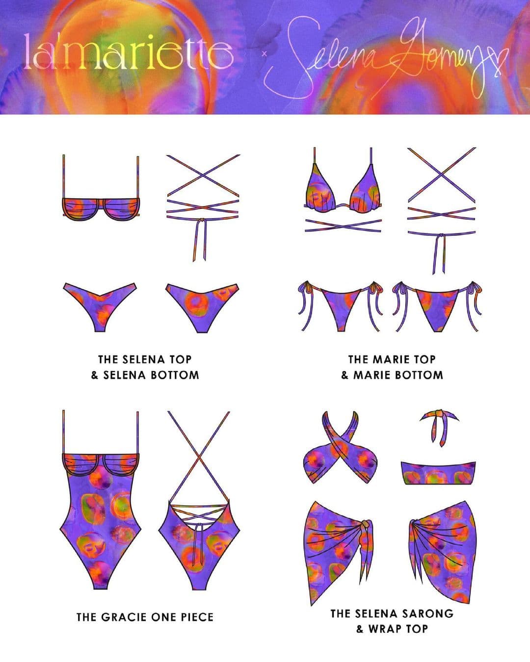 La nueva línea incluye trajes de baño y ropa de playa de seis piezas para la playa.