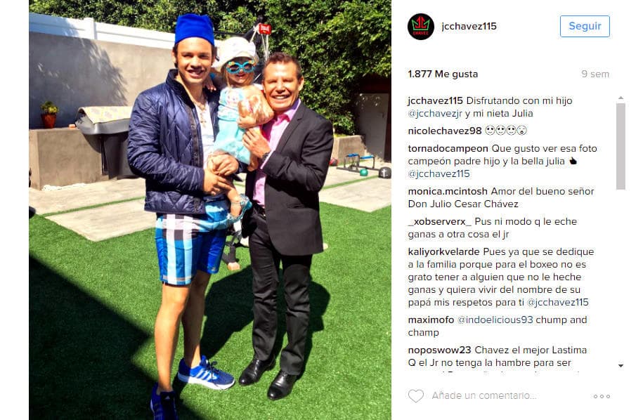 La dinastía de los Chávez, la 'Leyenda' Julio César junto al 'Junior' y su nieta.