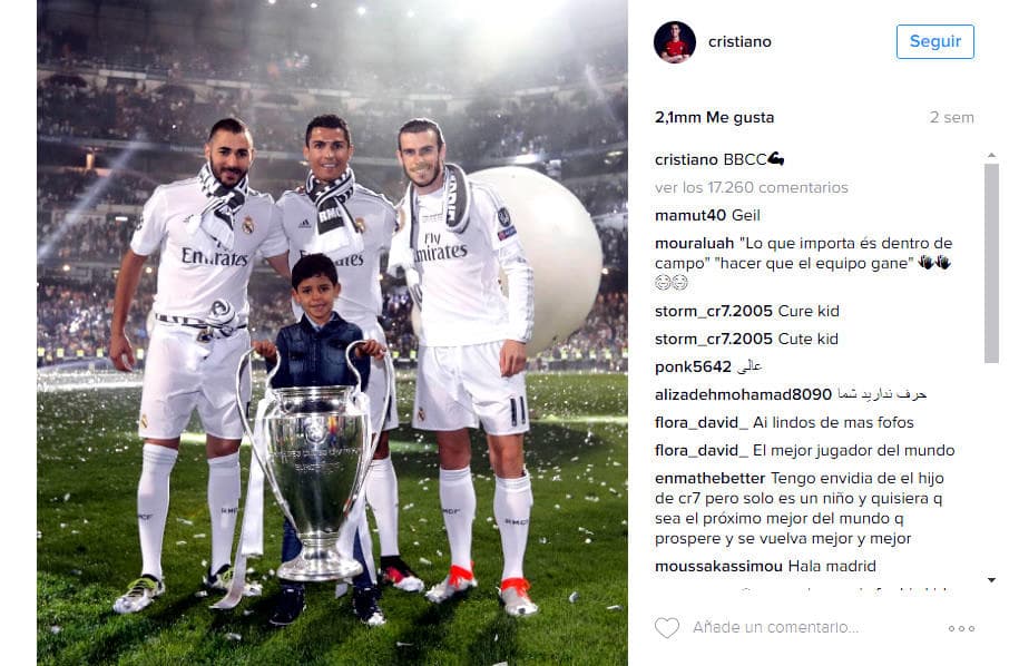 Cristiano, junto a los otros dos integrantes de la 'bBC' más su hijo.