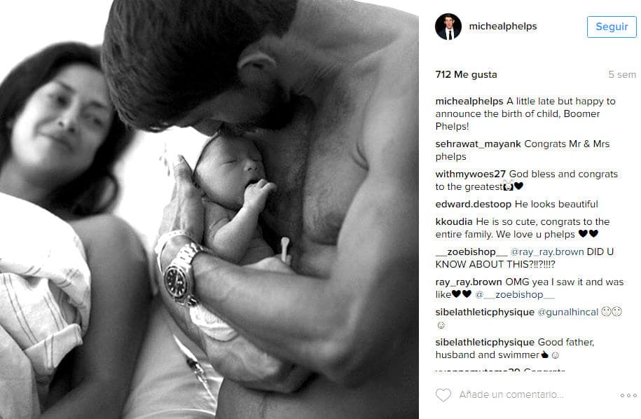 Michael Phelps, otro orgulloso padre.