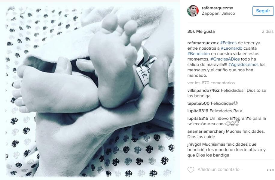 Rafael Márquez, quien recientemente volvió a ser padre.