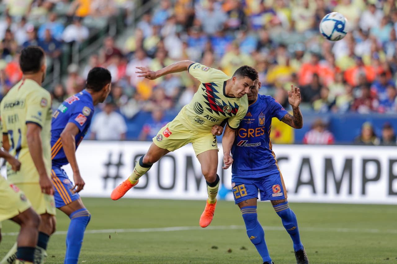 during the game America vs Tigres UANL, corresponding to the 2019 Champion of Champions, at Dignity Healt Sports Park, Carson, CA, on July 14, 2019.
<br>
<br> durante el partido América vs Tigres UANL, correspondiente al Campeón de Campeones 2019, en el Dignity Healt Sports Park, Carson, CA, el 14 de Julio de 2019.