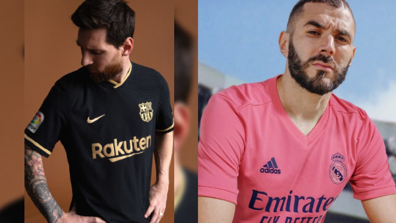 Las nuevas playeras de los equipos de futbol para el 2020-2021 | ¡Son bellísimos! Así lucen los jerseys de visita de Barcelona y Real Madrid