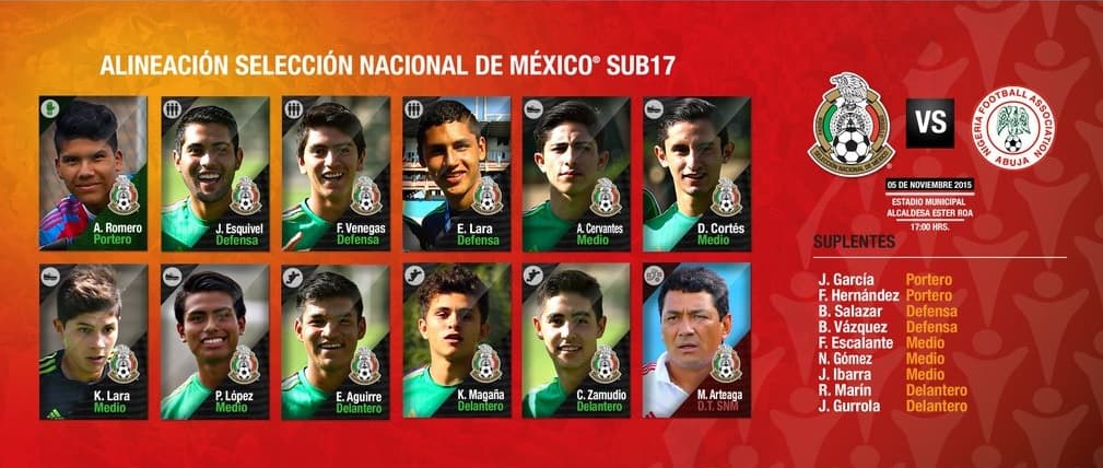 Alineación de México ante Nigeria