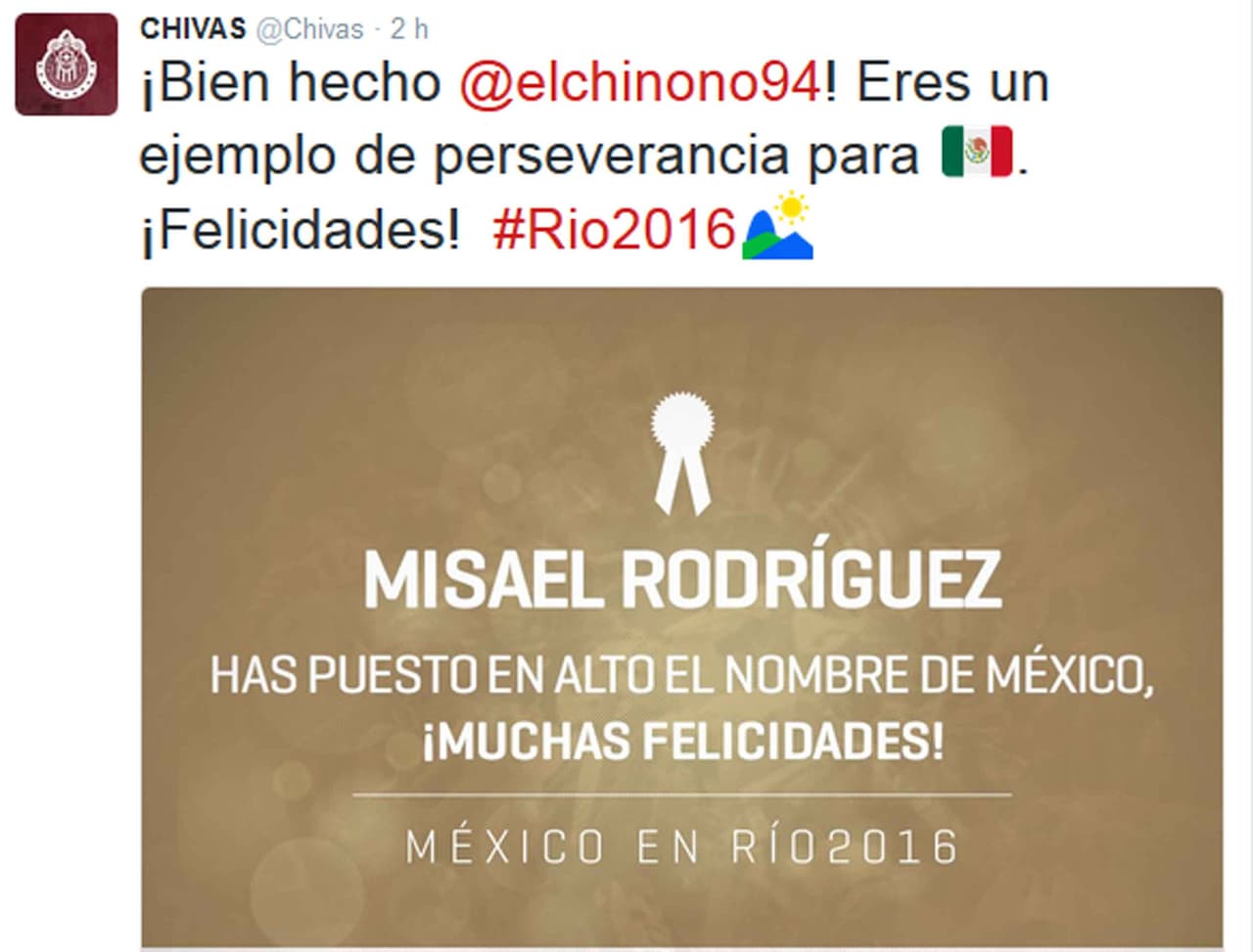 Chivas, Pumas y otros clubes felicitan a Misael Rodríguez por su medalla de bronce en Río