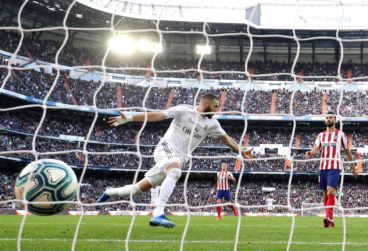 Karim Benzema anotó el único gol en el derbi madrileño entre el Real Madrid y el Atlético de Madrid.