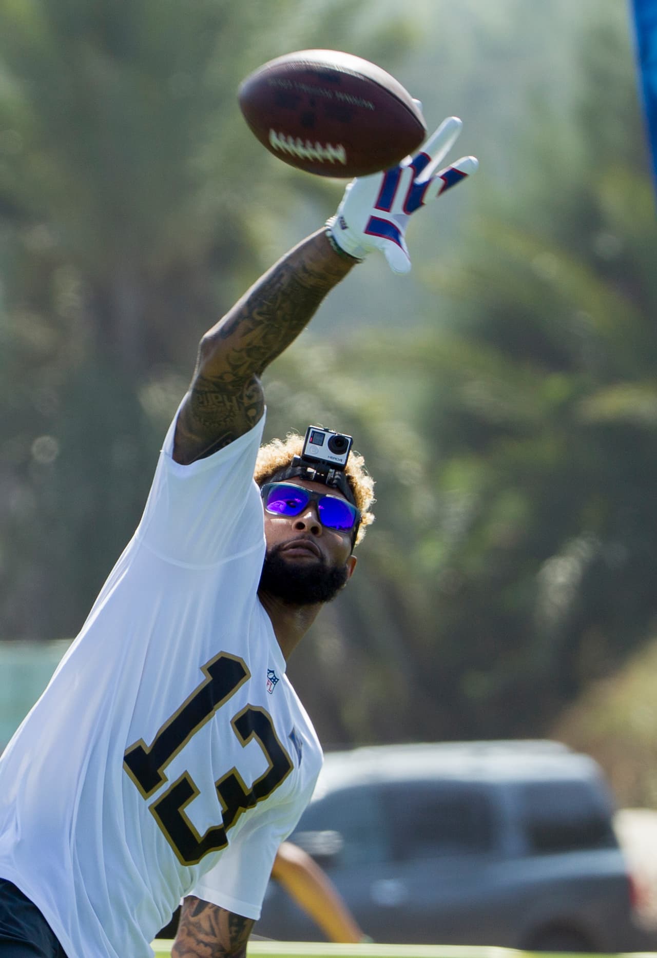 Beckham sin perder detalle de sus atrapadas con su cámara GoPro.