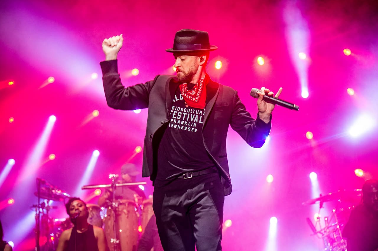Justin Timberlake performs at the Pilgrimage Music and Cultural Festival on Saturday, Sept. 23, 2017, in Franklin, Tenn. (Photo by Amy Harris/Invision/AP)