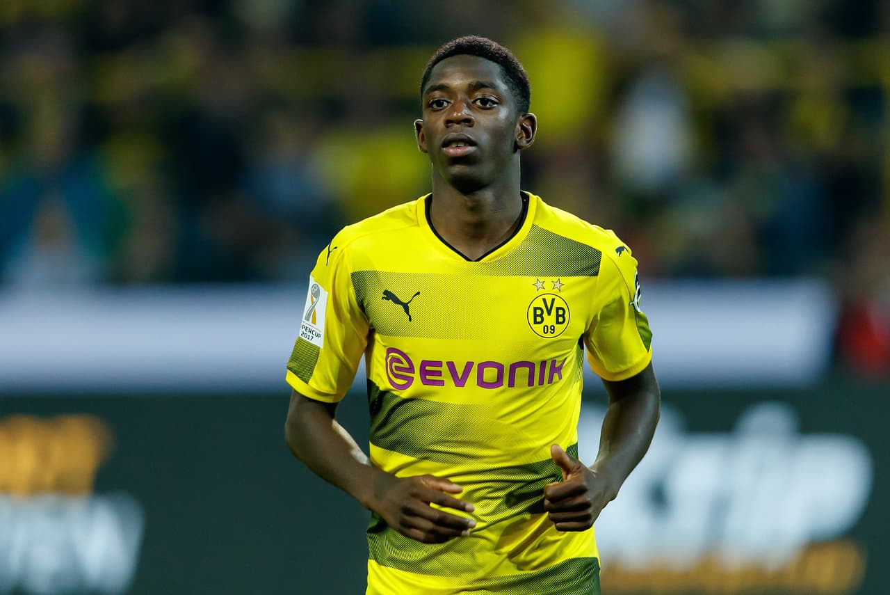 DORTMUND, GERMANY - AUGUST 05: Ousmane Dembele of Dortmund looks on during the DFL Supercup 2017 match between Borussia Dortmund and Bayern Muenchen at Signal Iduna Park on August 5, 2017 in Dortmund, Germany. (Photo by TF-Images/TF-Images via Getty Images)