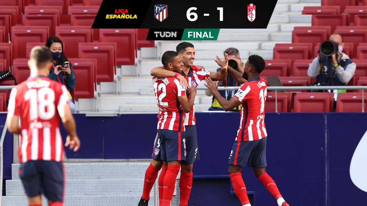 Luis Suárez debuta con goles y asistencia en goleada del Atlético al Granada