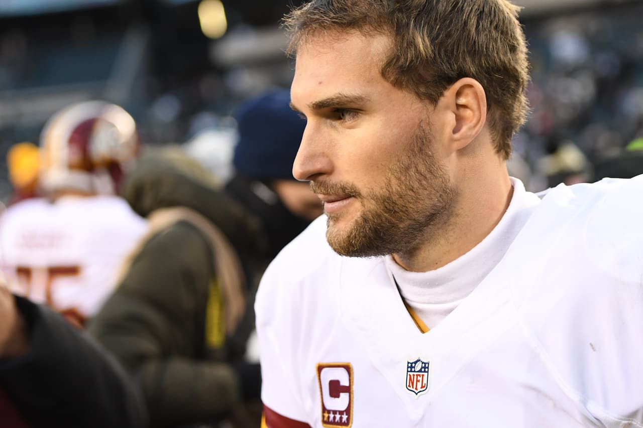 PHILADELPHIA, PA - DECEMBER 11: Washington Redskins Quarterback Kirk Cousins (8) smiles after the win during a National Football League game between the Washington Redskins and the Philadelphia Eagles on December 11, 2016, at Lincoln Financial Field in Philadelphia, PA, Redskins won 27-22.(Photo by Andy Lewis/Icon Sportswire via Getty Images)
