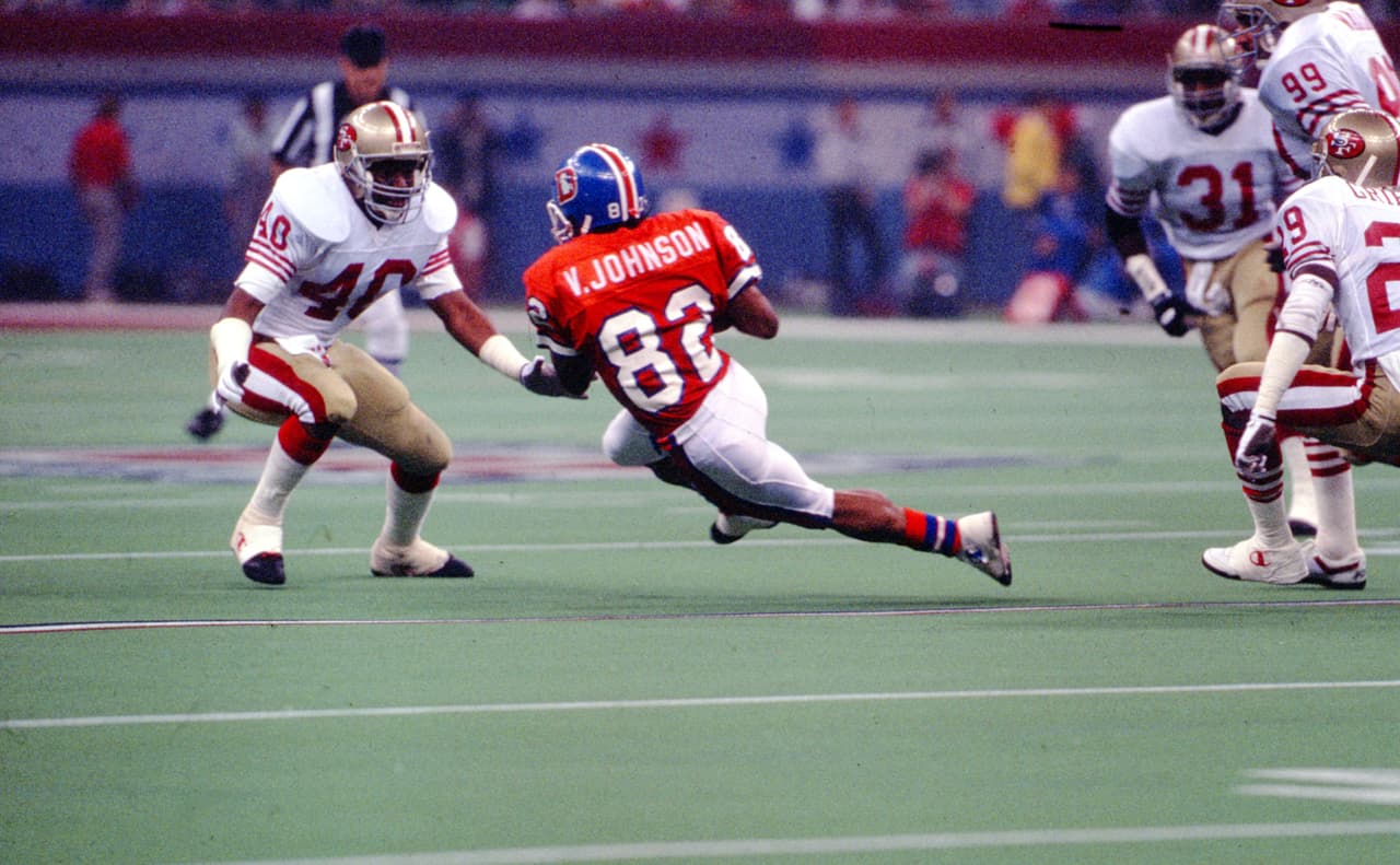 SUPER BOWL XXIV “Los 3 amigos” - receptores - Denver Broncos. Mark Jackson, Vance Johnson y Ricky Nattiel, los 3 principales receptores de Denver lograron algunas buenas actuaciones, trataron de hacerse “mediáticos” con el apodo “Los Tres amigos”, pero en realidad los 3 apenas cumplían como jugadores promedio. El Super Bowl XXIV fue el claro reflejo. Johnson tuvo 21 yardas, Nattiel 28 y Jackson nada ante los 49ers.