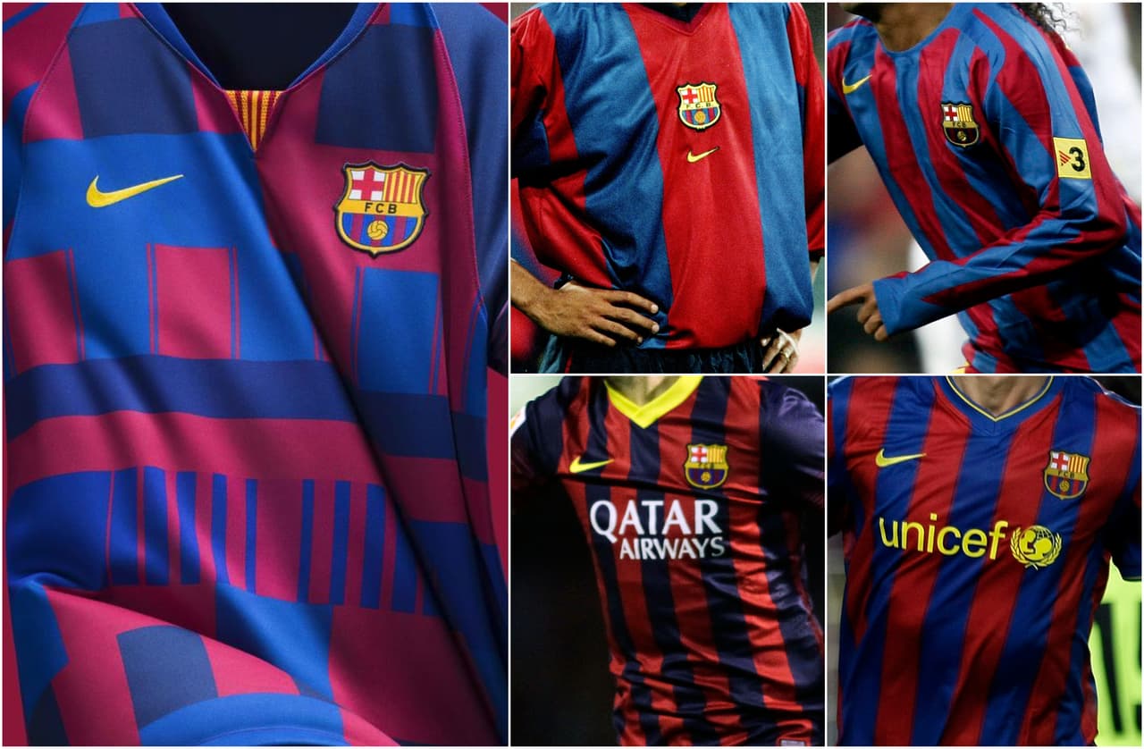 El collage de playera que conmemora los 20 años de la relación Barcelona-Nike