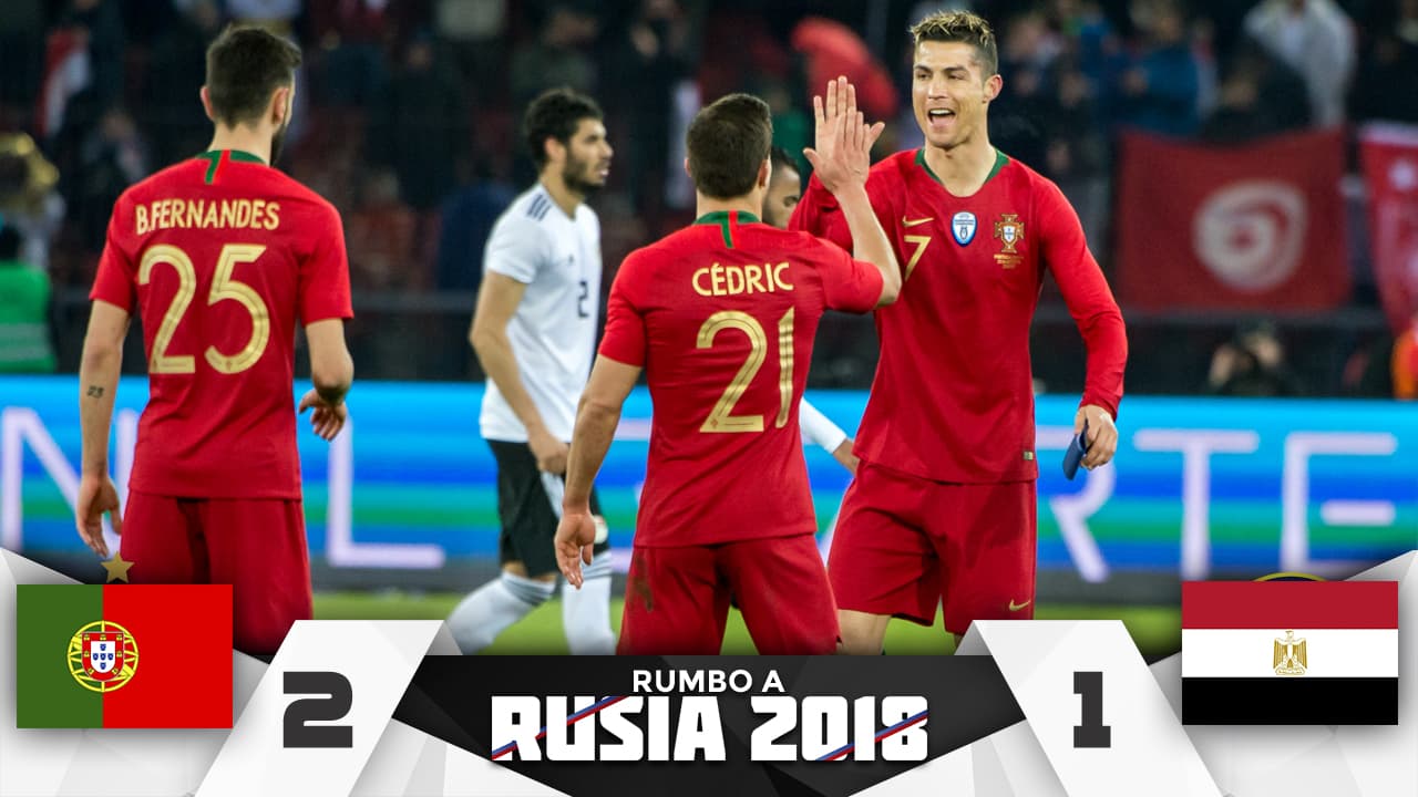 Cristiano enseña el camino a Portugal con goles sobre el tiempo y vence 2-1 a Egipto