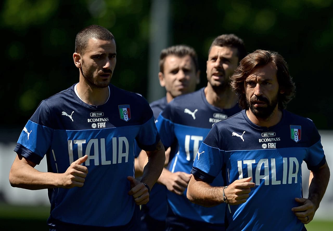 Thiago Motta y Andrea Pirlo previo al Mundial de 2014.
