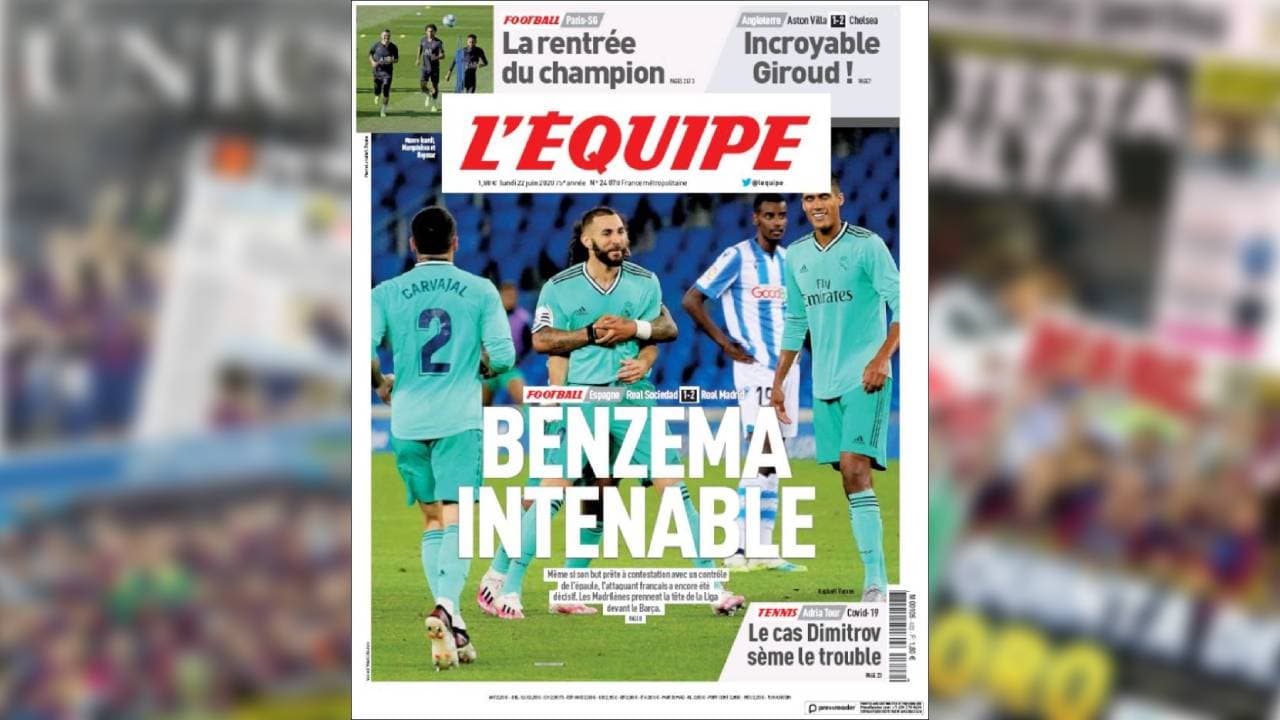 L'Equipe de Francia destaca la actuación de Karim Benzema.