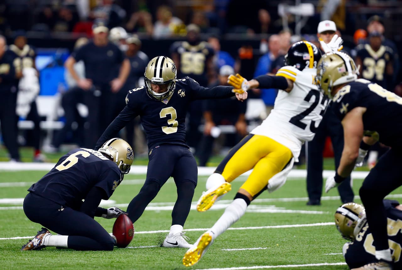 Wil Lutz pateó un gol de campo para los Saints, de 43 yardas antes del medio tiempo.