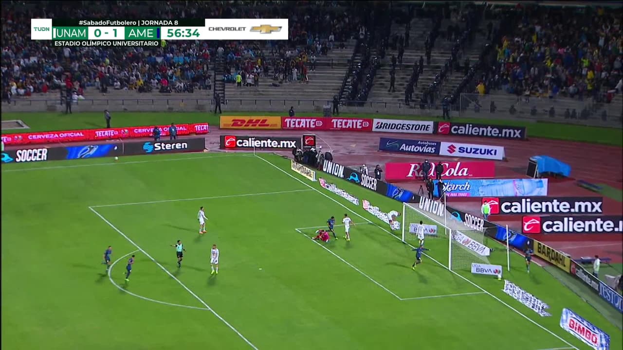 ¡GOL!  anota para América. Jonathan Rodríguez