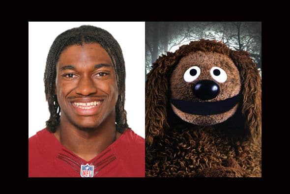 Y hablando de caninos, a Robert Griffin III le vendría como anillo al dedo el disfraz de Rufo de los Muppetts, aunque tendría que cuidarse de ser visto por Michael Vick. (Foto: Twitter)