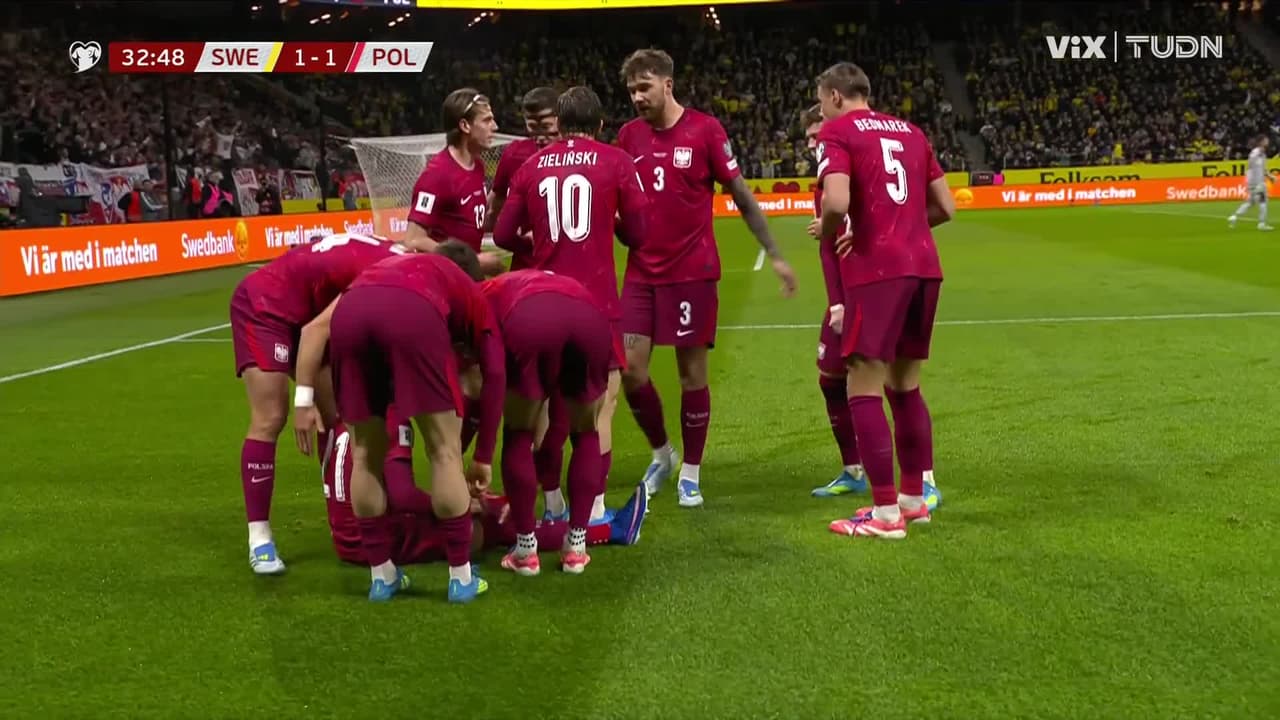 ¡Silencia al estadio! Nicola Zalewski pone el 1-1 para Polonia en Suecia