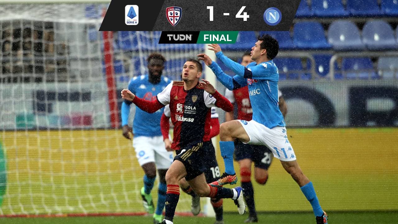 Gol de Chucky Lozano en la goliza del Napoli al Cagliari