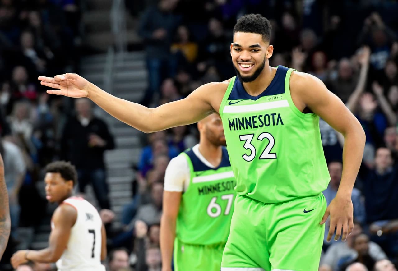 El pívot estadounidense dominicano Karl-Anthony Towns de los Minnesota Timberwolves.