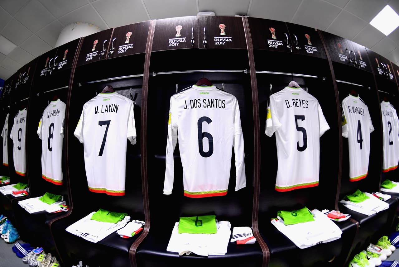 MOSCOW, RUSSIA - JULY 02: General view inside the Mexico changing room prior to the FIFA Confederations Cup Russia 2017 Play-Off for Third Place between Portugal and Mexico at Spartak Stadium on July 2, 2017 in Moscow, Russia. (Photo by Michael Regan - FIFA/FIFA via Getty Images)