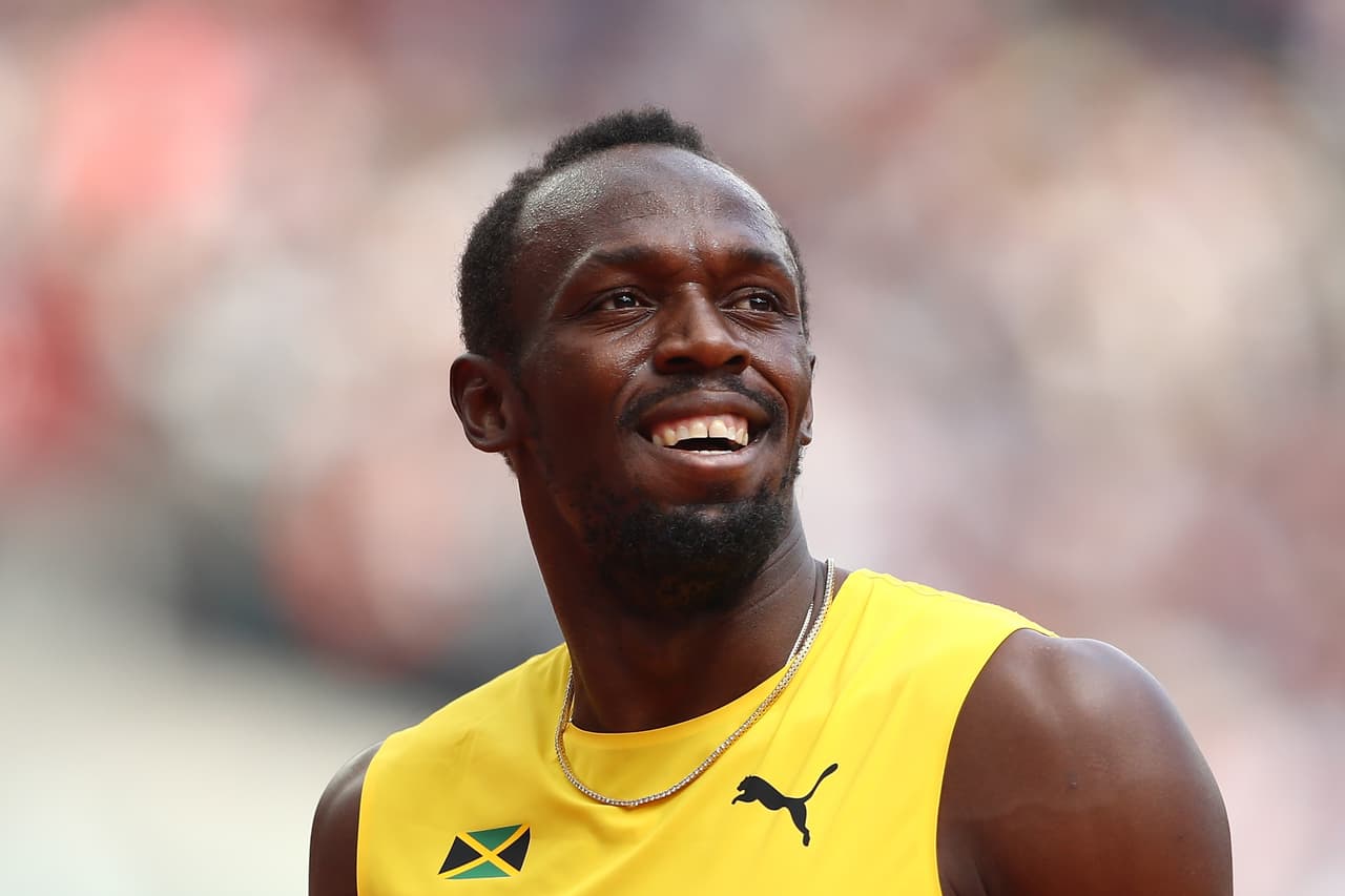 LONDON, ENGLAND - AUGUST 12: Usain Bolt of Jamaica reacts after competing in the Men's 4x100 Metres Relay heats during day nine of the 16th IAAF World Athletics Championships London 2017 at The London Stadium on August 12, 2017 in London, United Kingdom. (Photo by Michael Steele/Getty Images)
