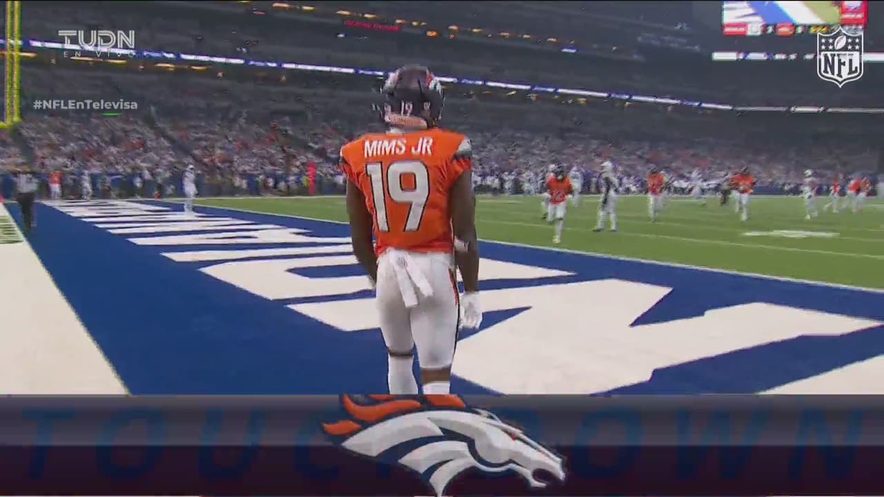 ¡TD Broncos! Marvin Mims atrapa el pase de Nix en las diagonales
